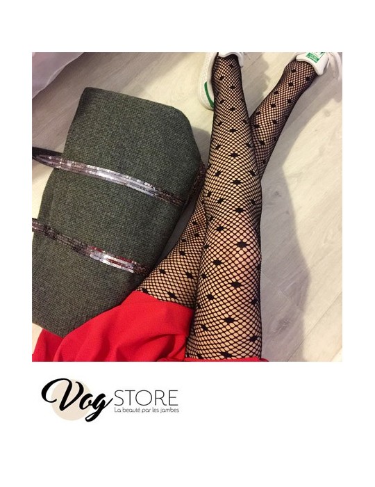 Collant résille et pois noir vog Store