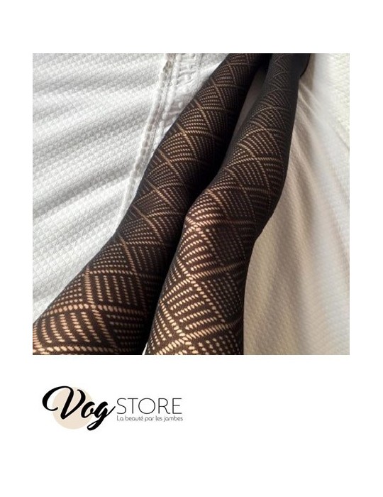 Collant fantaisie motifs noir Inès