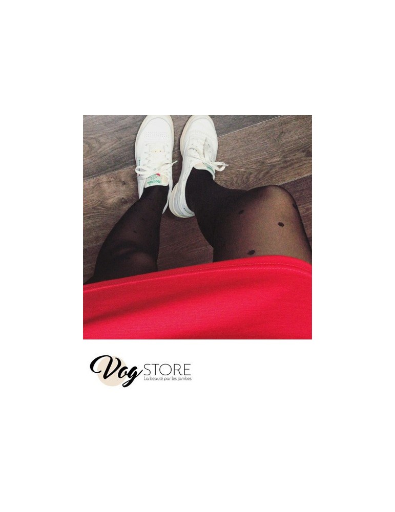 Collant à pois 20 deniers noir