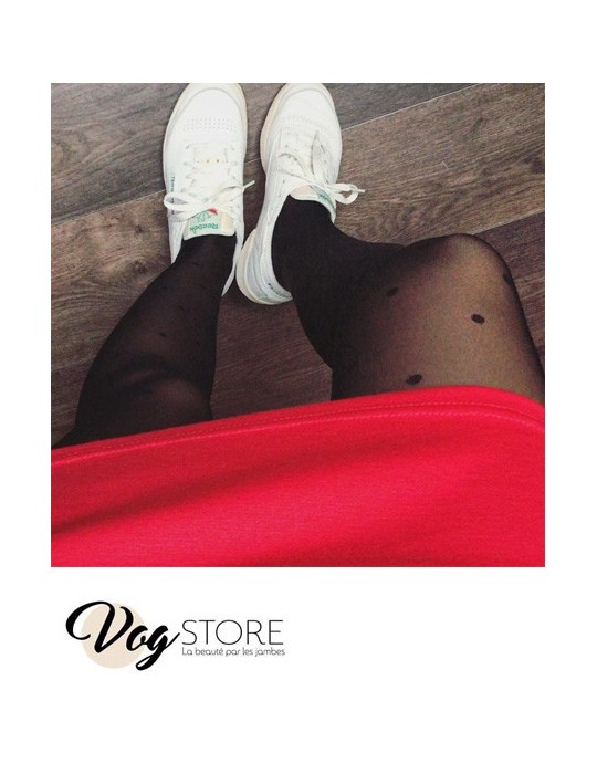 Collant à pois 20 deniers noir