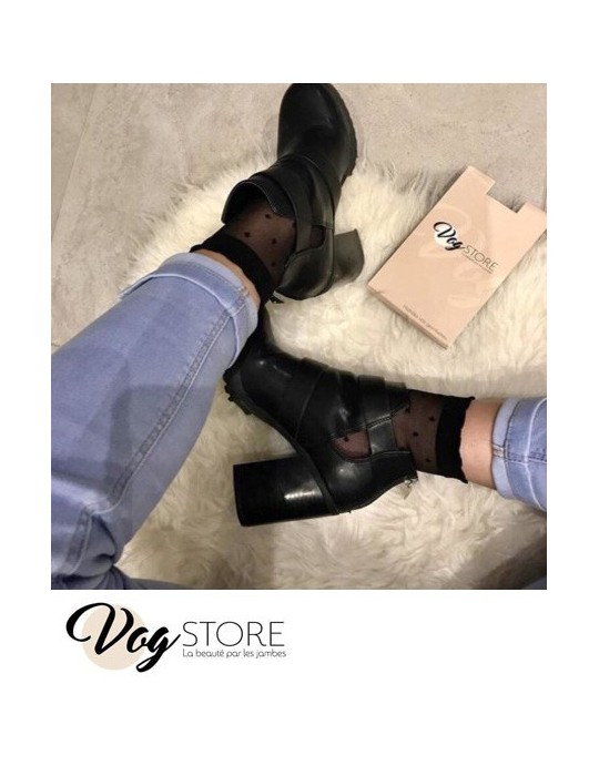 Socquettes noires fantaisie Plumetis