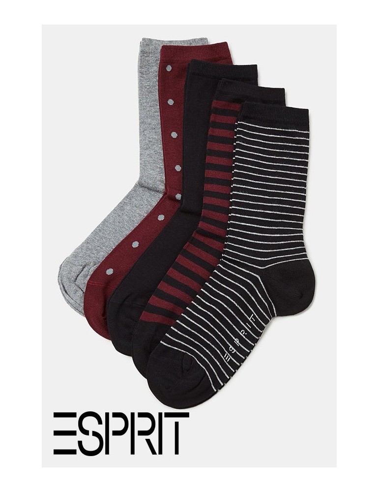 Lot de 5 paires de chaussettes rayées fantaisie coton ESPRIT
