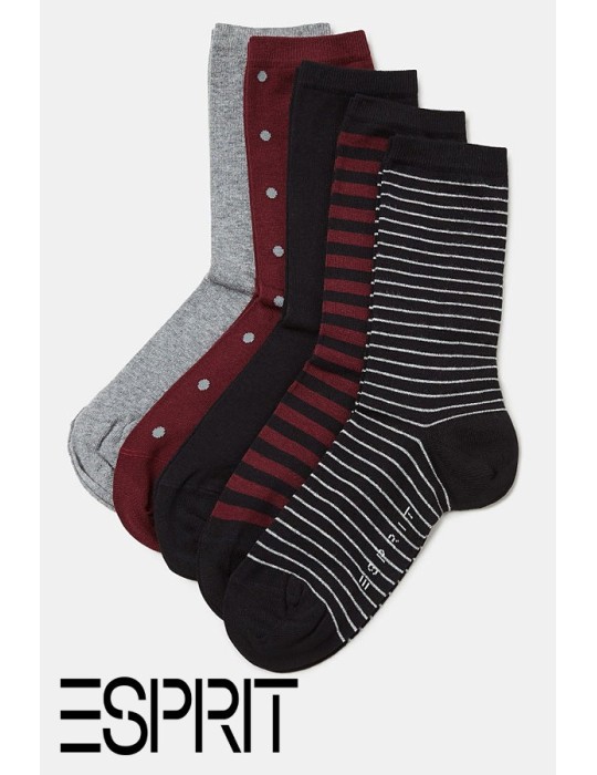 Lot de 5 paires de chaussettes rayées fantaisie coton ESPRIT