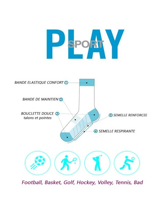Chaussettes Sport de salle Hommes PLAY Hudson