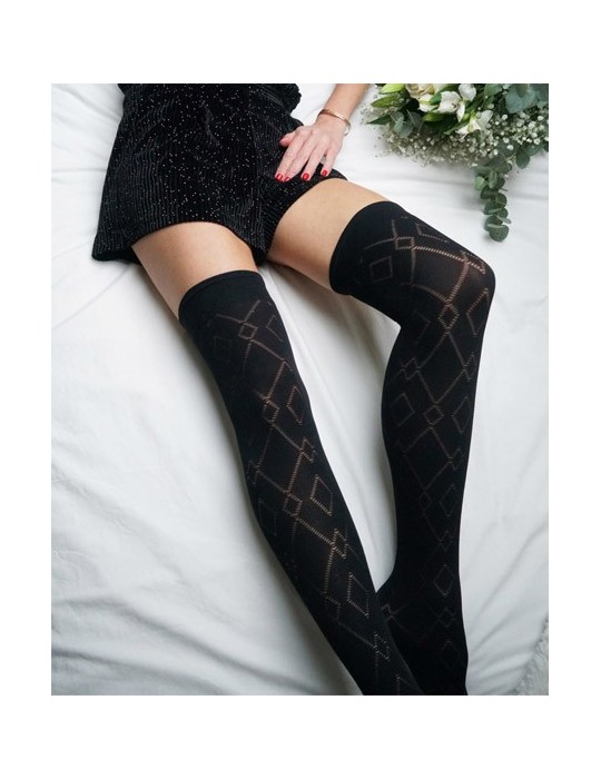 Chaussettes hautes noires Mila fantaisie de Vog Store