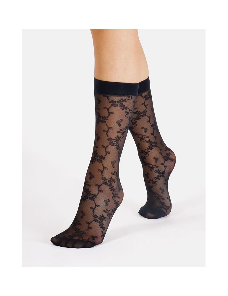Chaussettes noires florales Pop de Cette Chaussettes noires florales Pop de Cette