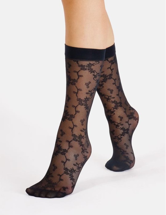 Chaussettes noires florales Pop de Cette Chaussettes noires florales Pop de Cette