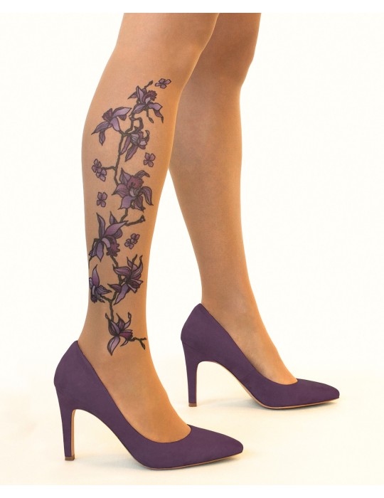Collant chair Tatouage Purple Orchids