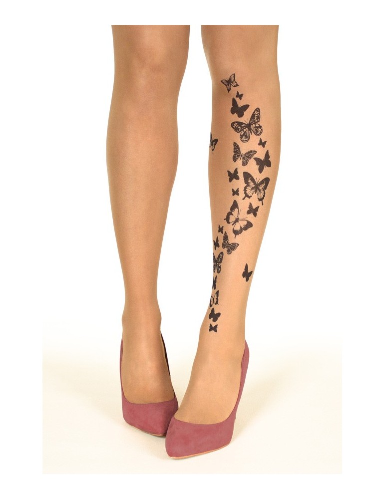 Collant fantaisie Tatouage Black Butterflies