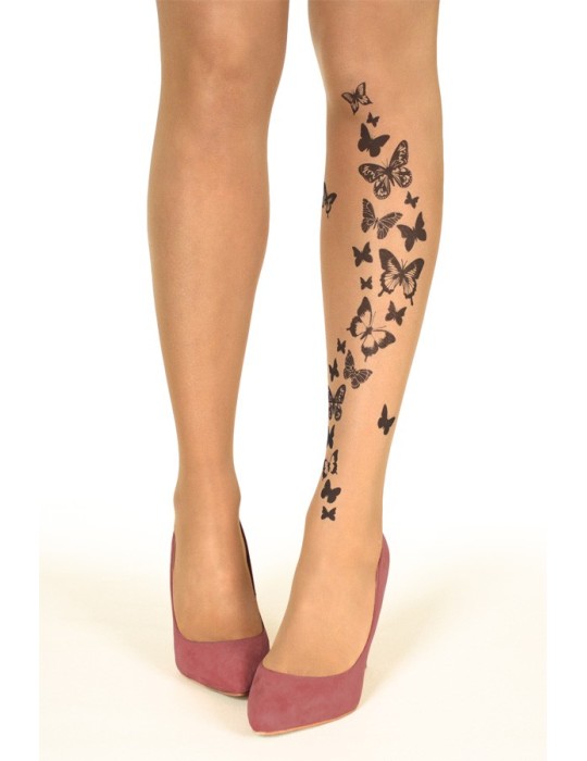 Collant fantaisie Tatouage Black Butterflies
